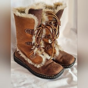 Cabela's Tan Leather Boots w/ Fur Lining Sz 6 Women's/Girls, Cute 😍
